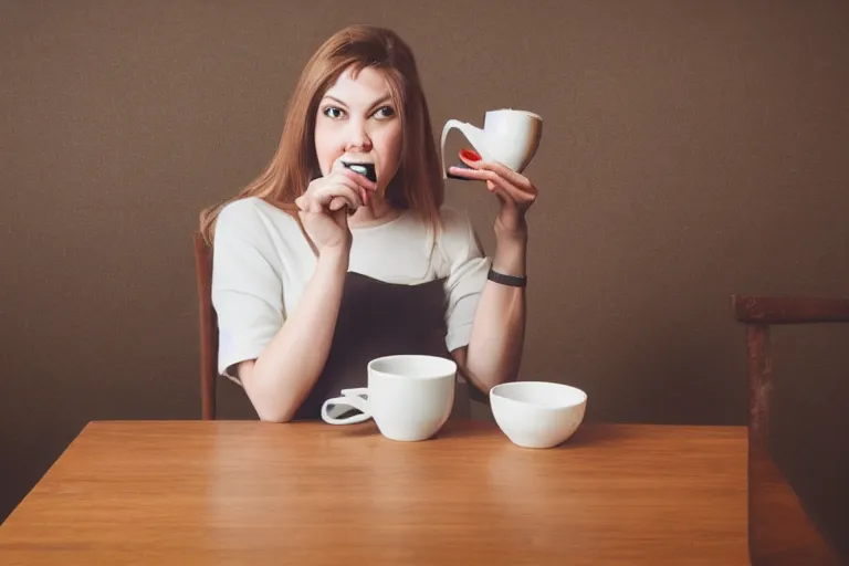 Prompt: girl on a date with pepe the frog drinking coffee, 8 0 s style, studio photo, natural lighting