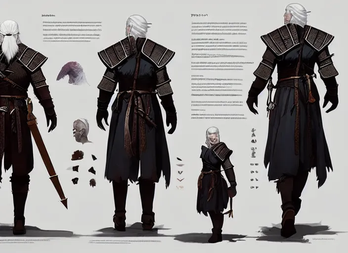 Image similar to character sheet for a beautiful mage for witcher 3, by greg rutkowski, by studio ghibli, digital art, trending on artstation, hd, 8 k, highly detailed, good lighting, beautiful, masterpiece