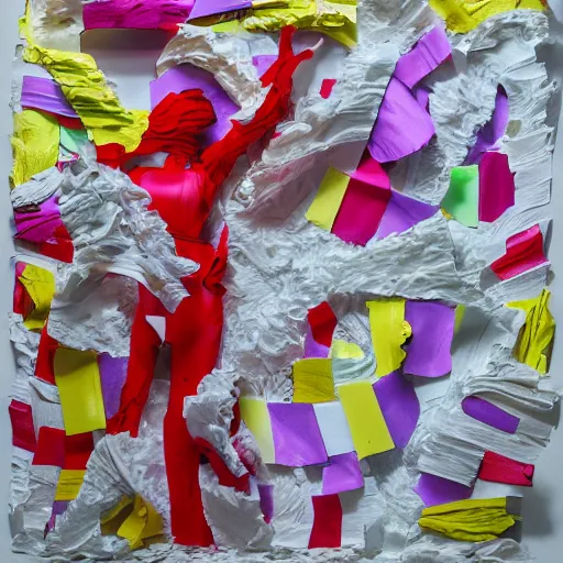 Image similar to Ferrari made of tissue paper, tissue paper art, maya freelon