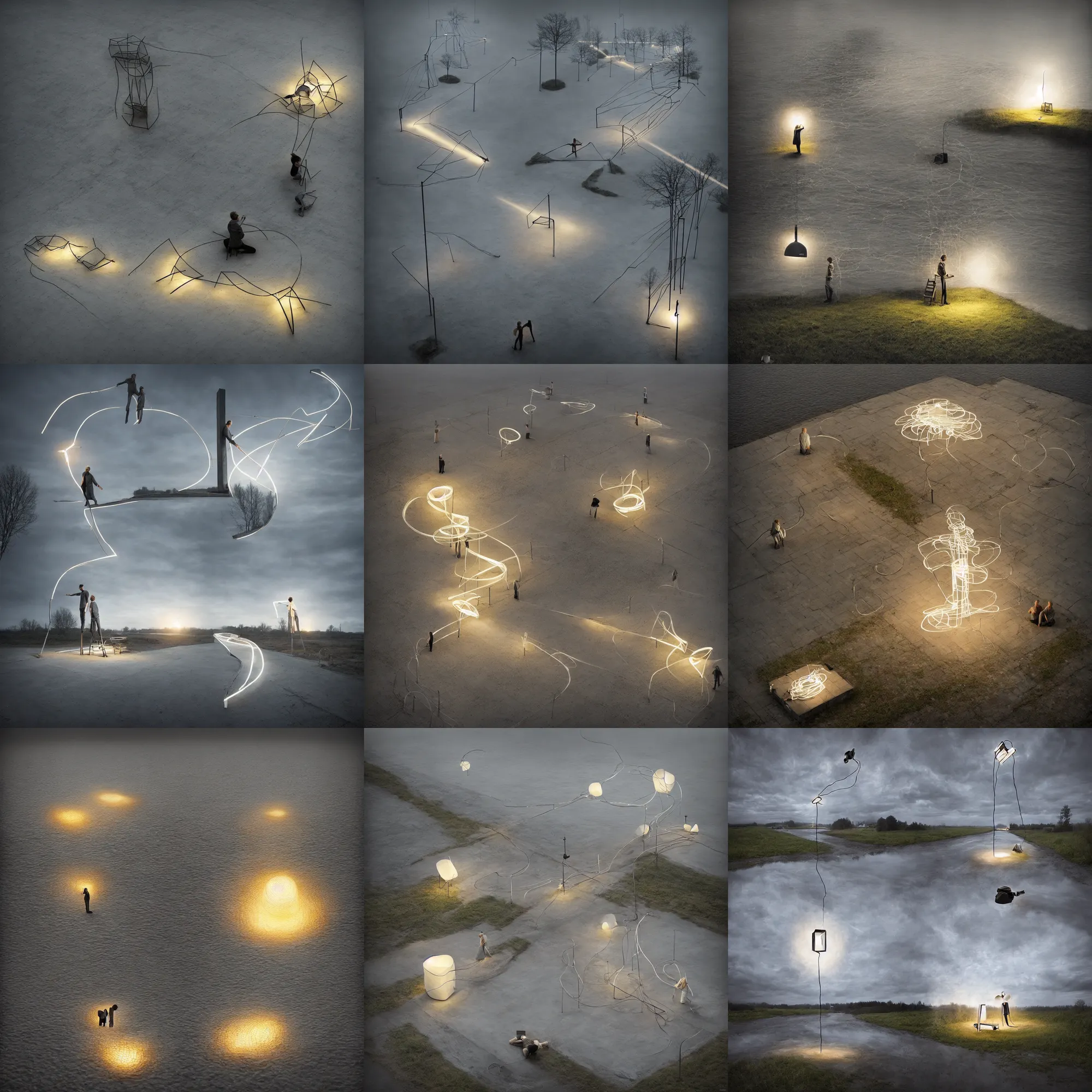 Prompt: light sculpture by erik johansson