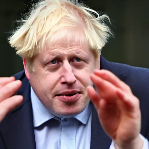 Prompt: Boris Johnson in a bowl of beans