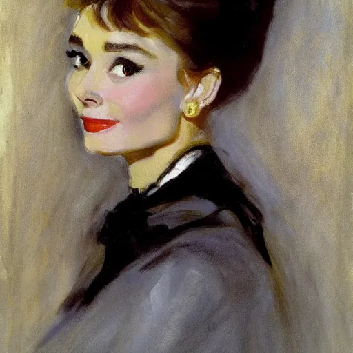 Image similar to audrey hepburn art by john singer sargent