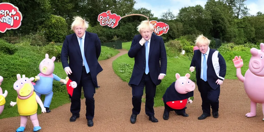 Image similar to boris johnson at peppa pig world