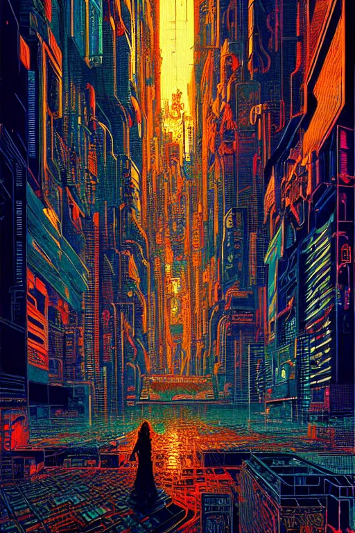 Image similar to beautiful cyberpunk acrylic painting, perfect lighting. professional design, intricate complexity, by dan mumford and by alberto giacometti, peter lindbergh, malevich, william stout