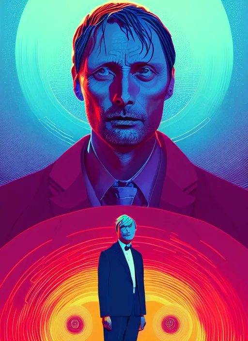 Prompt: symmetry!! stunning portrait of mads mikkelsen in a suit, by victo ngai, kilian eng vibrant colors, dynamic lighting, digital art, winning award masterpiece, fantastically beautiful, illustration, aestheticly inspired by beksinski and dan mumford, upscale with simon stalenhag work, artstation, 8 k