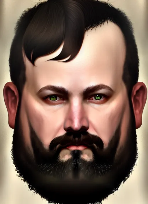 Image similar to a _ fantasy _ style _ portrait _ painting _ of white male short black hair chubby disconnected beard round face, rpg dnd oil _ painting _ unreal _ 5 _ daz. _ rpg _ portrait _ extremely _ detailed _ artgerm _ greg _ rutkowski _ greg