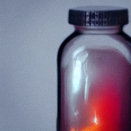 Image similar to hyper realistic professional photograph of ghost trapped inside a pet bottle taken inside professional studio