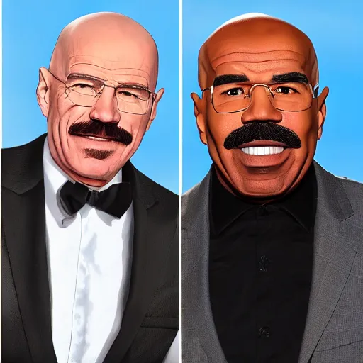 Prompt: walter white without moustache and steve harvey