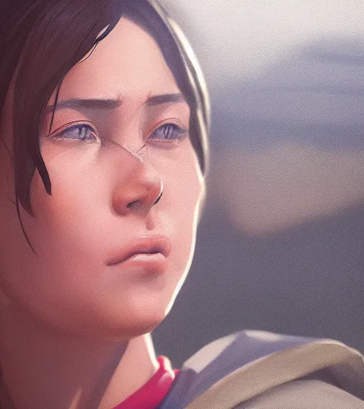 Image similar to highly detailed macro shot of a female portrait with a look of disgust, in gta v, unreal engine, loish, rhads, makoto shinkai and tom bagshaw, reflective global illumination, god rays, detailed and intricate environment