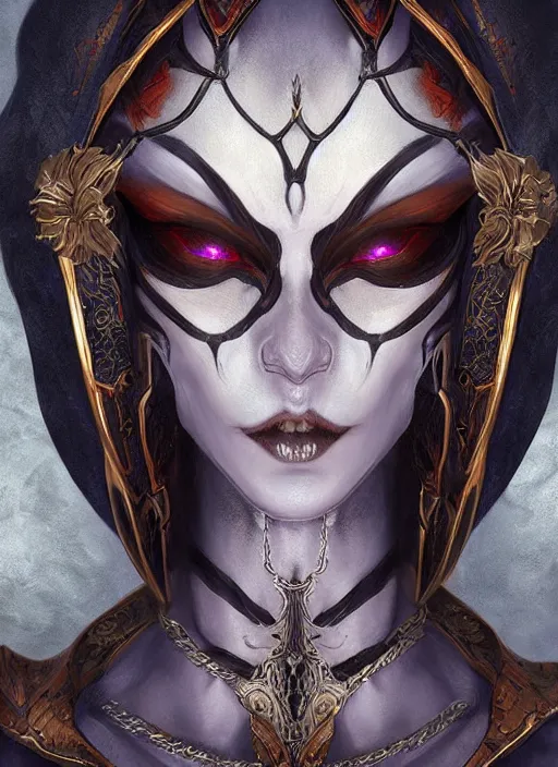 Prompt: digital _ painting _ of _ a female dark elf lich _ by _ filipe _ pagliuso _ and _ justin _ gerard _ symmetric _ fantasy _ highly _ detailed _ realistic _ intricate _ port
