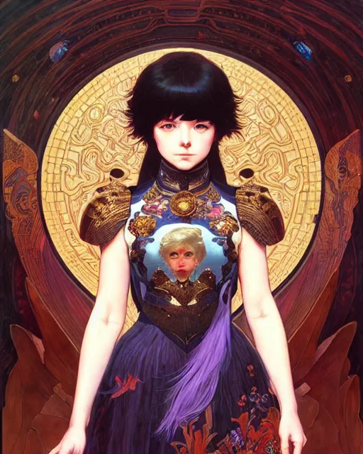 Prompt: portrait of beautiful cute young maiden girl with short white hairs in warhammer armor, art by ( ( ( kuvshinov ilya ) ) ) and wayne barlowe and gustav klimt and artgerm and wlop and alphonse mucha