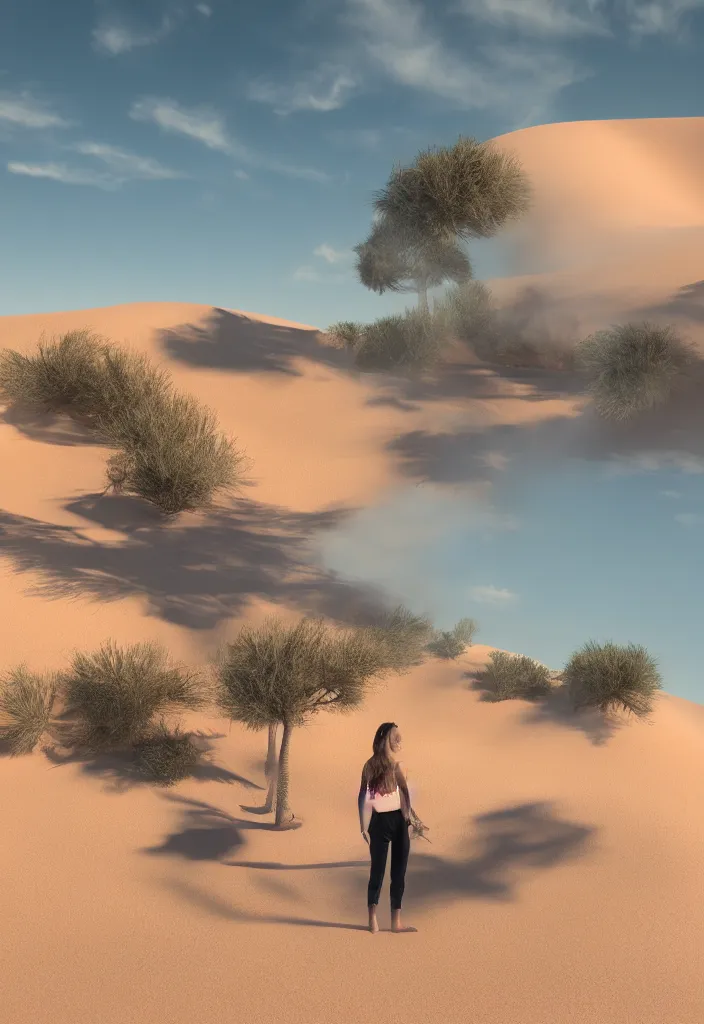 Prompt: realistic photo of a person burning on the balcony, desert dunes in the background, big sun in the sky, realistic, soft natural volumetric lighting, beautifully detailed 4 k octane render, 4 k post processing 8 k