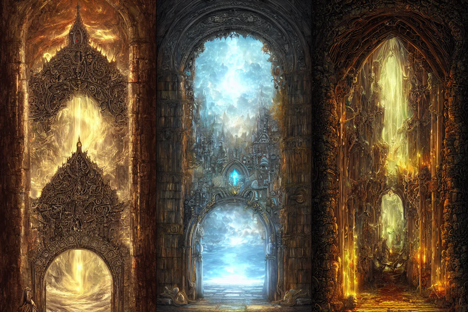 Prompt: the gate to the eternal kingdom of monks, fantasy, digital art, hd, detailed.