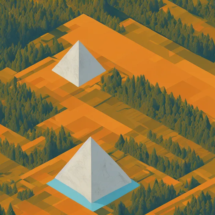 Image similar to isometric view of a giant floating triangular monolith in a valley by james gilleard, textured, detailed, beautiful, 8 k wallpaper