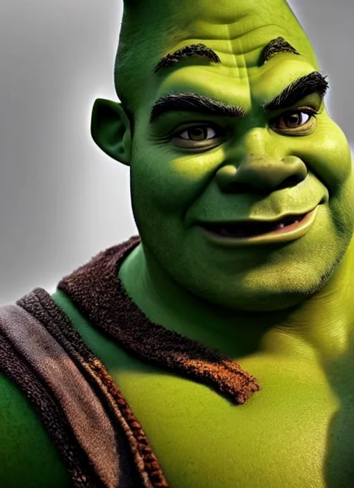 Image similar to photo of a gorgeous shrek the style of stefan kostic, realistic, sharp focus, 8 k high definition, insanely detailed, intricate, elegant, art by stanley lau and artgerm