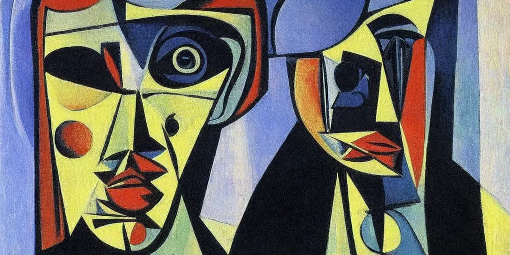 Prompt: futuristic dystopia, artist pablo picasso, art by pablo picasso, picasso painting, sharp focus, smooth