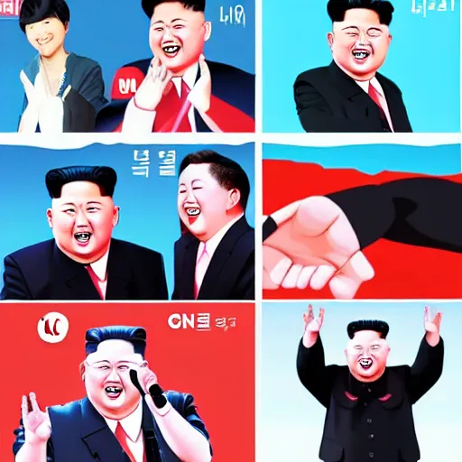 Prompt: kim jong un as k - pop idol dancing on the south korean k - pop stage, cnn, news photography, artstation