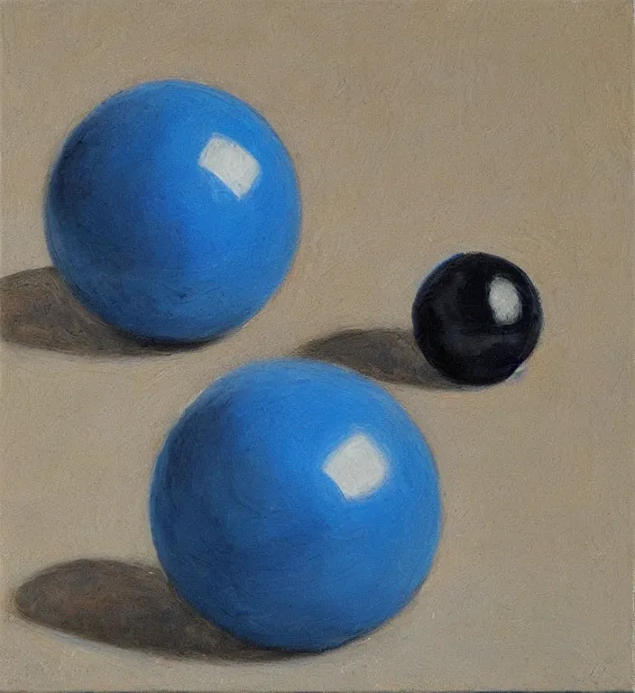 Prompt: a blue ball on a table, art by Alvaro Castagnet