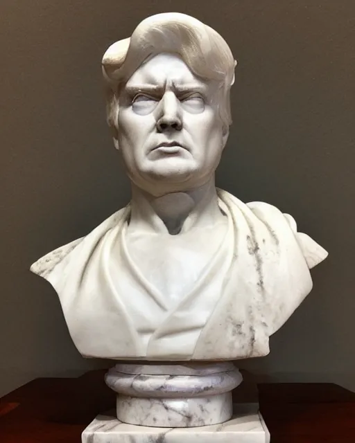 Prompt: a marble bust of Donald Trump in the style of ancient rome