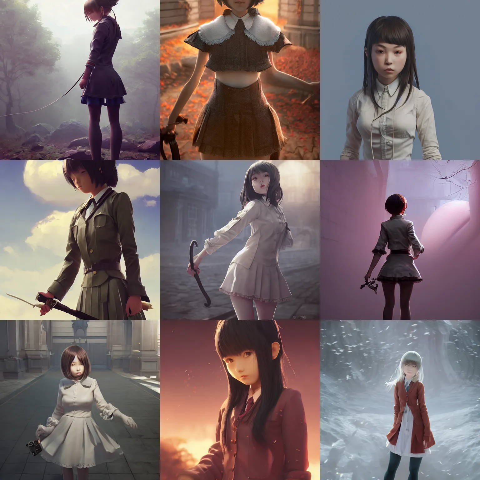 Image similar to insanely detailed. instagram photo, kodak portra. by wlop, ilya kuvshinov, krenz cushart, greg rutkowski, pixiv. zbrush sculpt, octane, maya, houdini, vfx. schoolgirl in ncsoft lineage 2, granado espada. cinematic dramatic atmosphere, sharp focus, volumetric lighting.