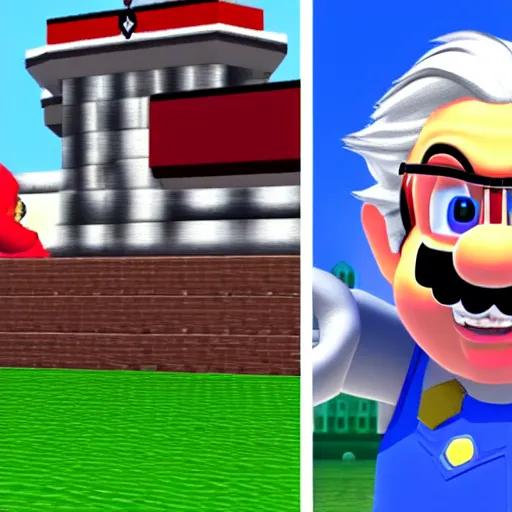 Prompt: Bernie Sanders as the final boss in Mario 64, screenshot