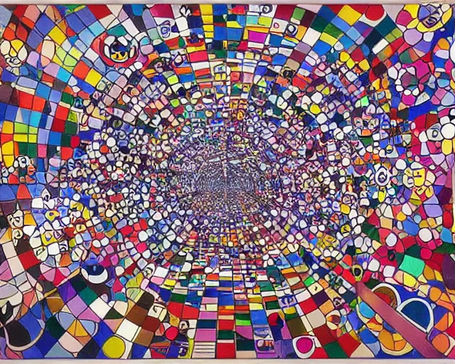 Image similar to The fundamental structure of matter. DMT. Wild energy patterns. Edvard Munch. David Hockney. Takashi Murakami. Minimalist.