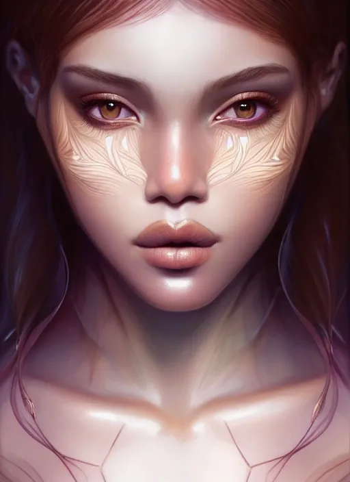 Image similar to portrait of fairy, intricate, sharp focus, octane render, realistic, detailed, beautiful, brown skin, unreal engine, symmetrical!!, loreal, maybelline, sephora, loreal, artstation, art by artgerm, rossdraws, makeup by pat mcgrath, cinematic, concept art, filmic, vsco