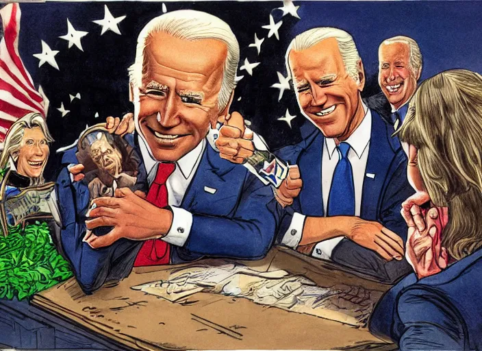 Image similar to joe biden illustration by mike ploog