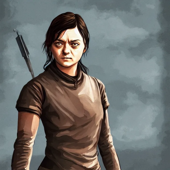 Image similar to arya stark in GTA5 art cover game cover illustration style