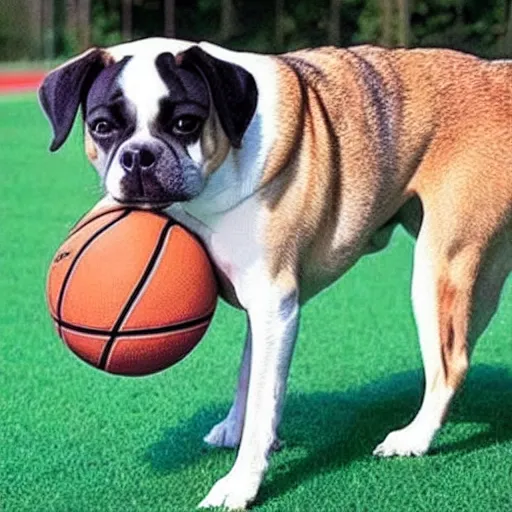 Image similar to there's no rule that says a dog can't play basketball