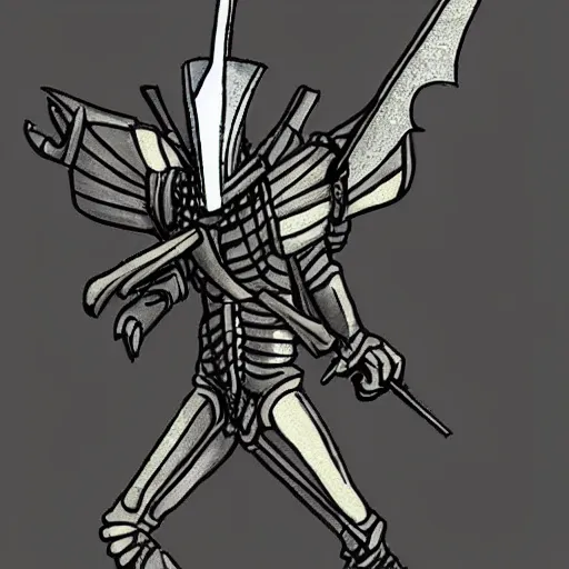 Prompt: A humanoid mosquito, reminiscent of a winged medieval knight armor. Castlevania style.
