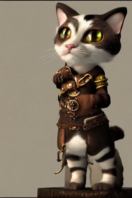 Image similar to A cute Steampunk calico cat, octane render, HD, trending on artStation, artstationHD, artstationHQ, 4k, 8K