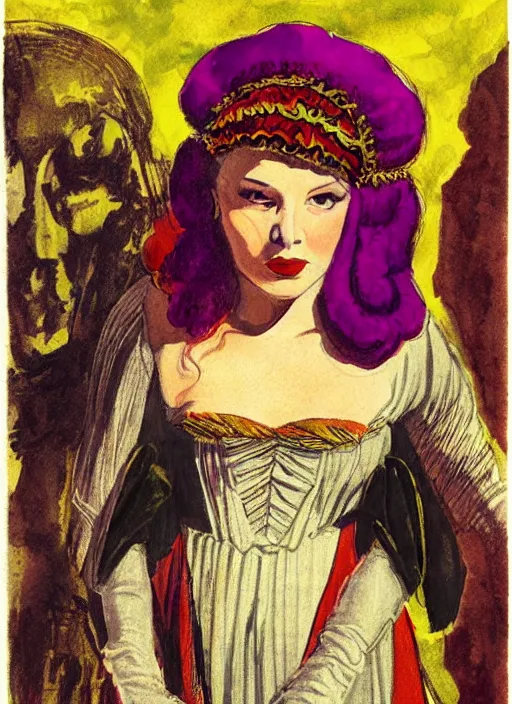 Image similar to portrait of young woman in renaissance dress and renaissance headdress, art by jack kirby