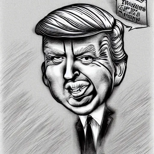 Image similar to a caricature of donald trump