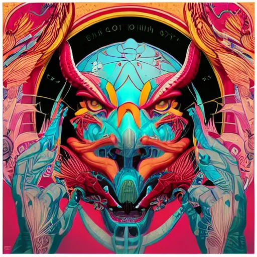 Image similar to Tristan Eaton, victo ngai, artgerm, symmetrical dragon mask