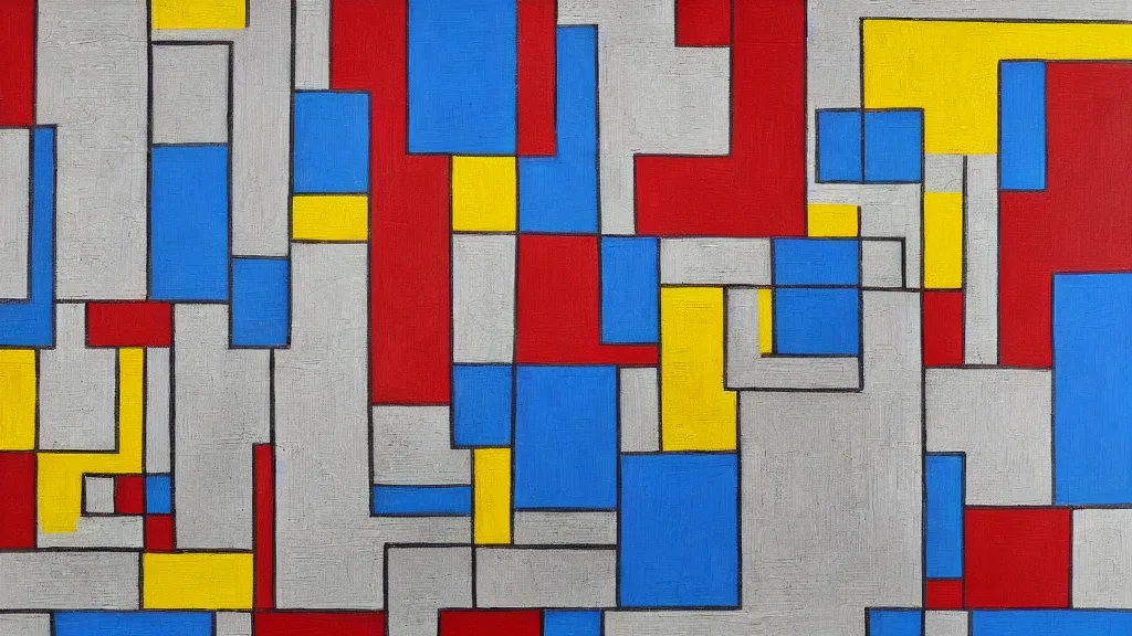 Image similar to abstract art painting, lines, forms, shapes, in style of piet mondrian, 4 k, high resolution details,