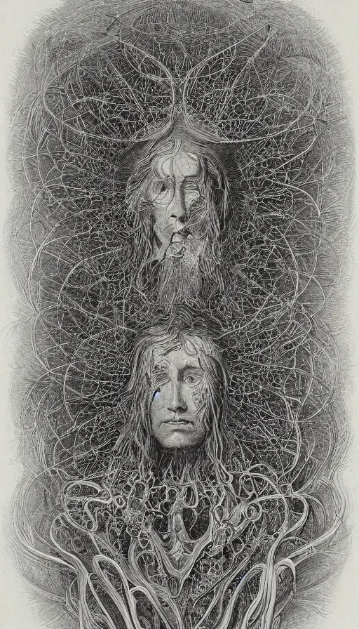 Prompt: portrait of a digital shaman, by ernst haeckel