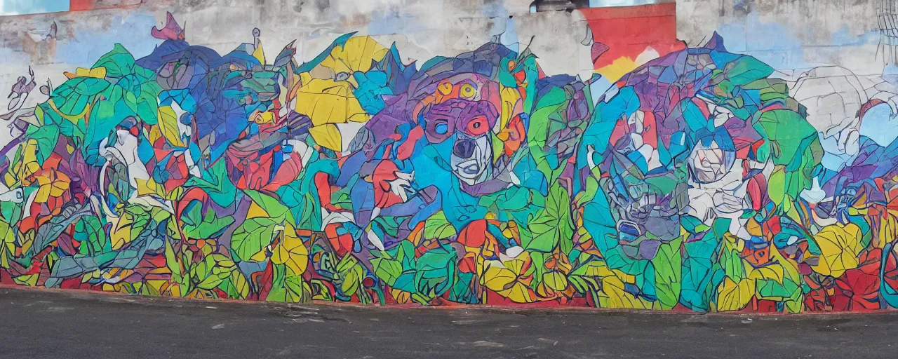 Prompt: a mural by loomit