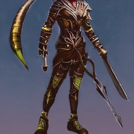 Prompt: spear warrior, futuristic, killing dragon