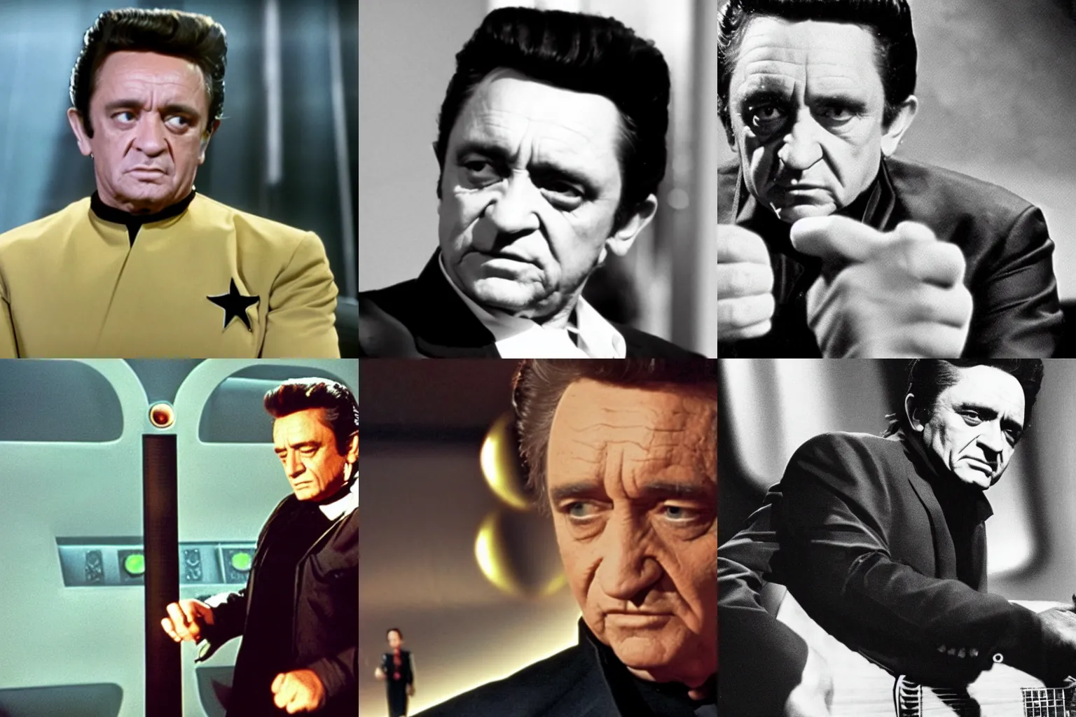 Prompt: still from Johnny Cash on Star Trek