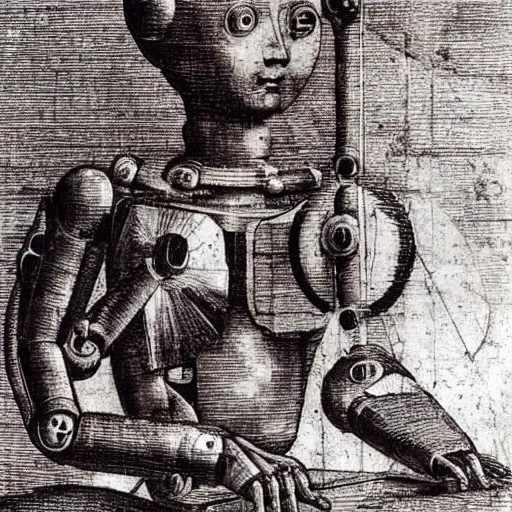 Image similar to A robotic prototype by Leonardo Da vinci