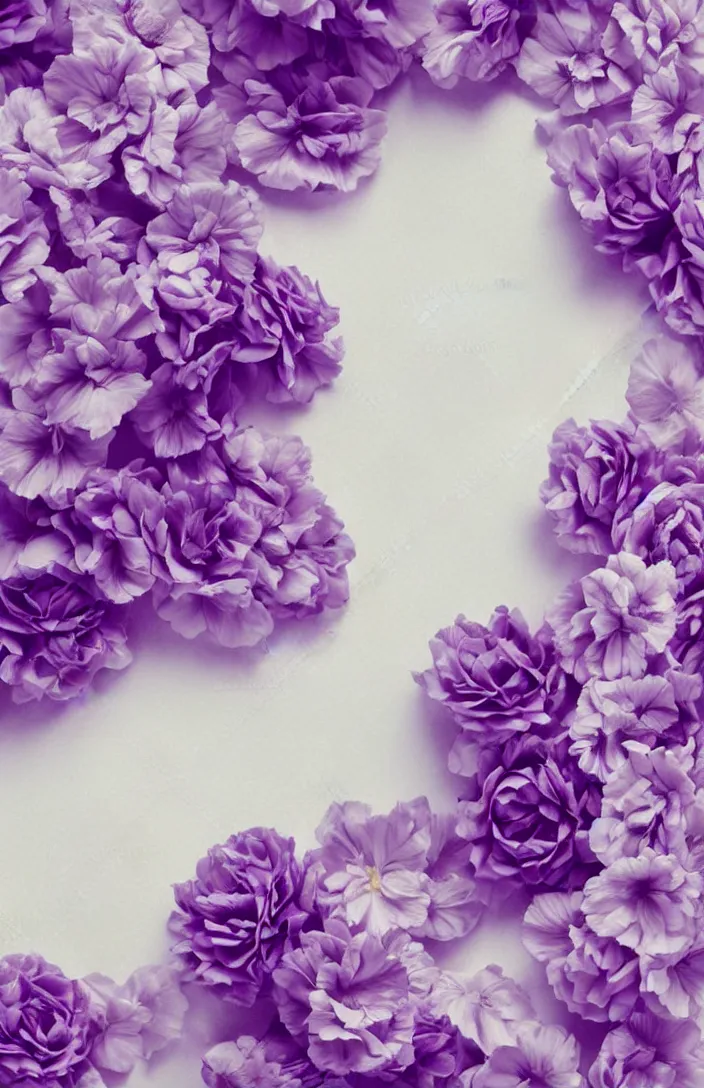 Prompt: clean cozy background image, soft light - purple flowers on comfy white material, dreamy lighting, background, vintage, photorealistic, printable, backdrop for obituary text