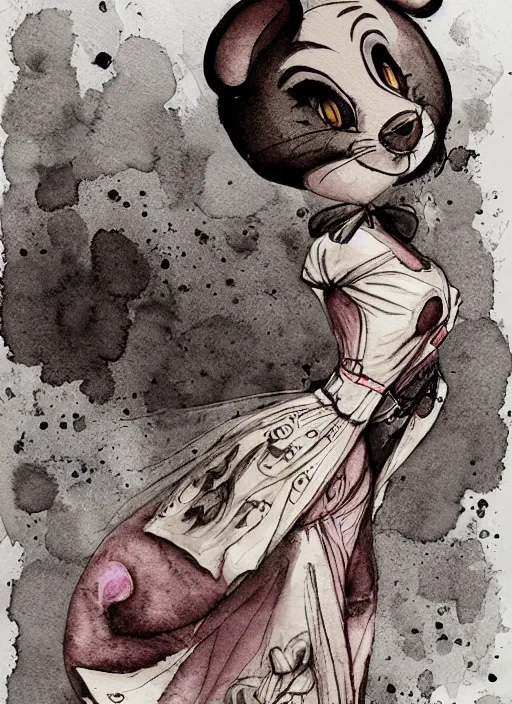 Prompt: a watercolor ink painting of the selfless female anthropomorphic mouse midwife. her wardrobe is complicated in the style of anti - art trending on artstation deviantart pinterest furaffinity hyper detailed photorealistic highlights and shadow hd 8 k post - processing high resolution