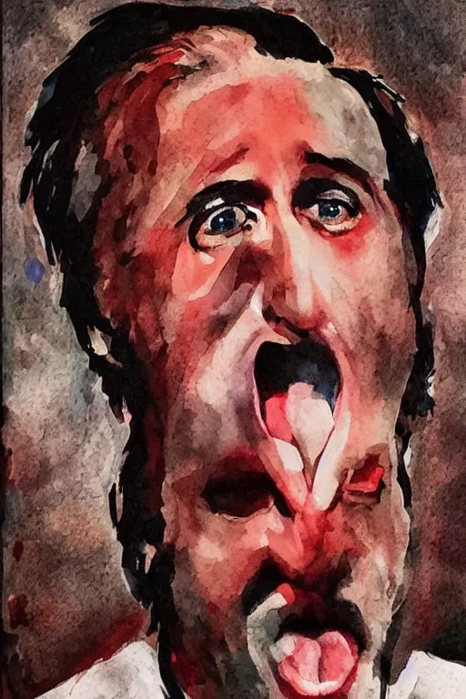 Image similar to nicolas cage!! freaking out, in the style of georgia o'keefe