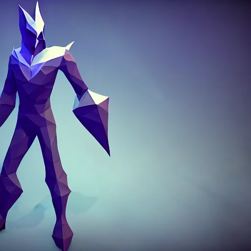 Prompt: low poly simple art of Nocturne splashart, nocturne is a dark ghost with no legs in armor and has blades on his arms, league of legends nocturne, 8k resolution, high detail, ULTRA REALISTIC VFX, reflections, post processing