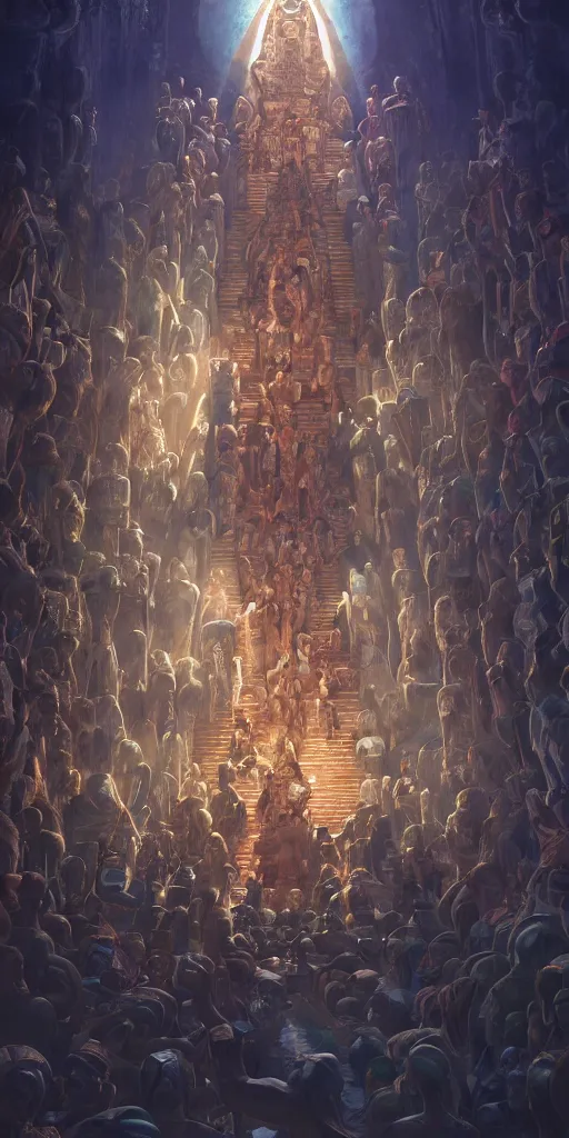 Image similar to symmetry!! crowd worshiping a mayan goddess, perfect lighting, perfect composition, very detailed, 4 k, artgerm, derek zabrocki, greg rutkowski