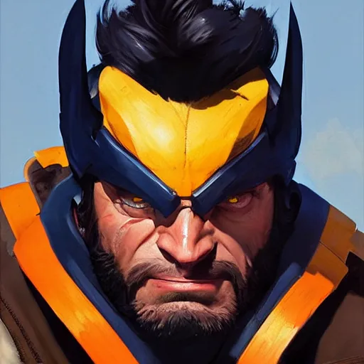 Image similar to Greg Manchess portrait painting of Wolverine as Overwatch character, medium shot, asymmetrical, profile picture, Organic Painting, sunny day, Matte Painting, bold shapes, hard edges, street art, trending on artstation, by Huang Guangjian and Gil Elvgren and Sachin Teng