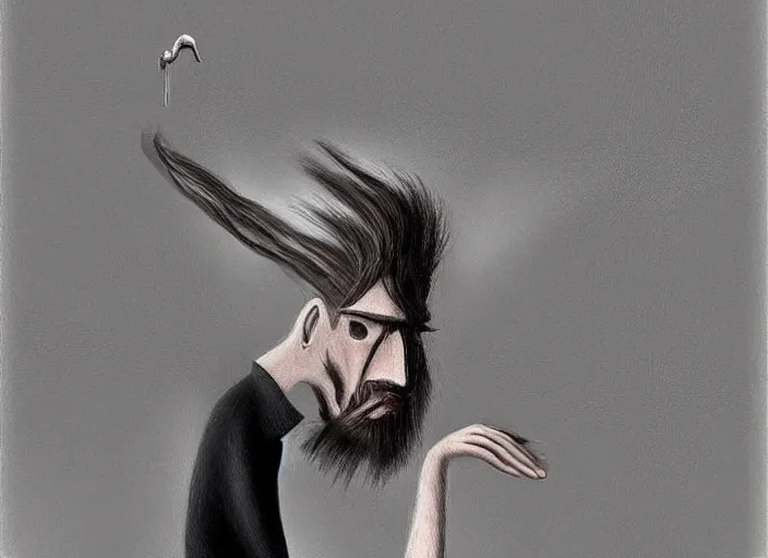 Image similar to a man with nail like hair 4 1 6 0 by yves tanguy, trending on artstation