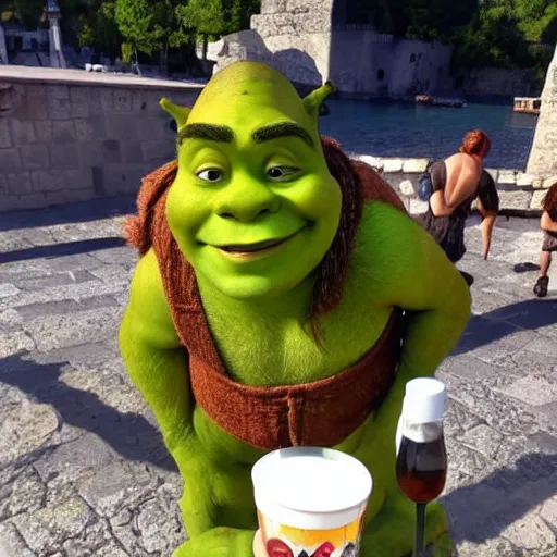 Image similar to shrek drunk in croatia