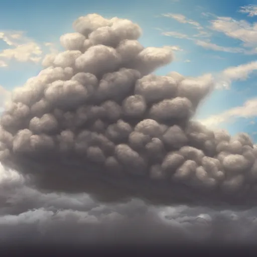 Image similar to monster clouds, 4k, post-processing, very very detailed, artstation, cute